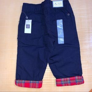 Gap baby toddler pants navy red plaid elastic boy cotton 12-18 months 2T classic